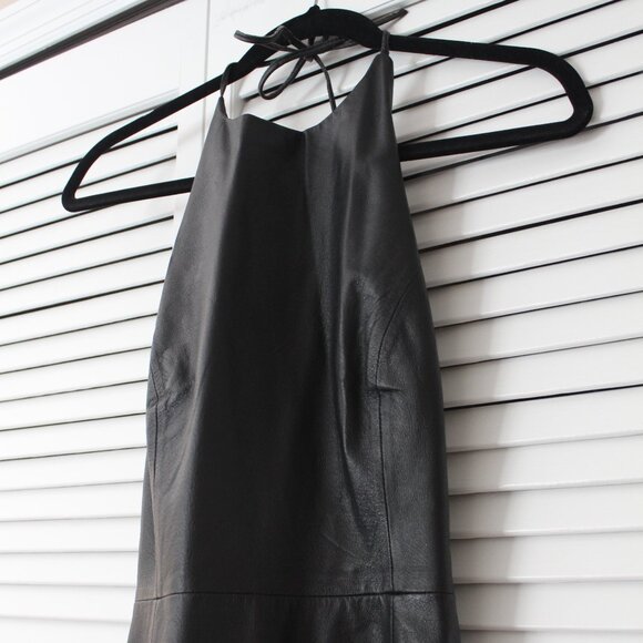 Shape FX Black Leather Tie Back Mini Dress - Picture 1 of 5